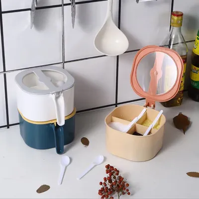 Household Multi-compartment Seasoning Box With Lid Four-compartment Seasoning Box