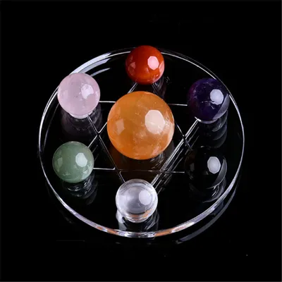 Natural Colorful Crystal Ball Seven Star Array Rough Polished Home Decoration Crafts Ornaments