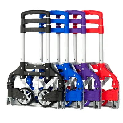 Portable Foldable Telescopic Trolley, Driver's Cart, Luggage Cart, Black