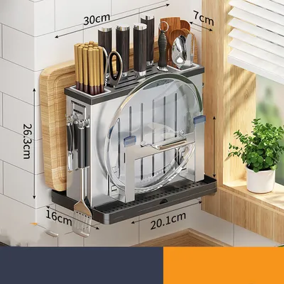Stainless Steel Knife Rack Shelf Kitchen Wall-mounted Knife Storage Rack