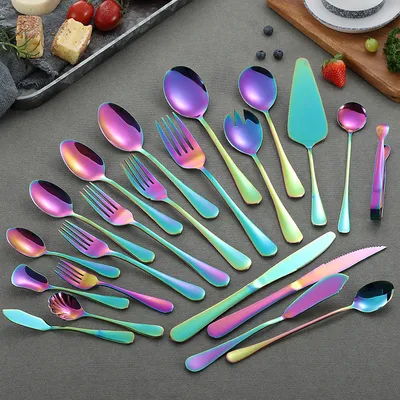 Colorful stainless steel tableware