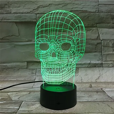 Flower skull 3D night light