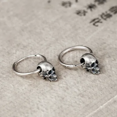 Fashion S925 Silver Retro Skull Gothic Series Hypoallergenic Earrings