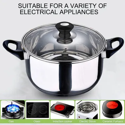 12 Piece Stainless Steel Cookware Saucepan Set Pan Pot Kitchen Cooking Glass Lid
