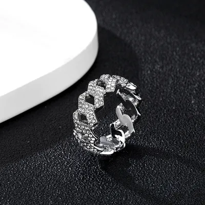 Diamond Shiny Ring 9mm Cuban Link Chain Ring