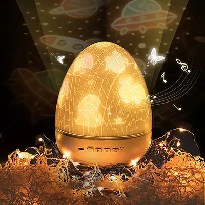 Night Light Dinosaur Eggshell Rotating Projector Romantic Starry Desk Lamp Colors Changing Gift For Children And Party