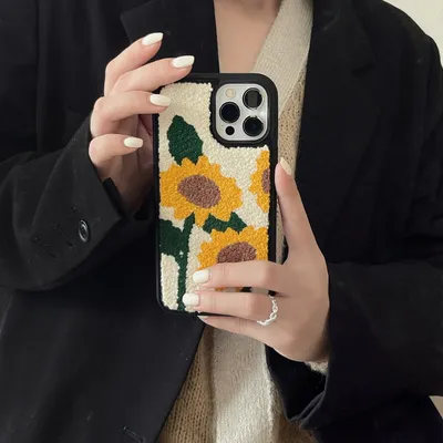 Niche Plush Sunflower Fashion Phone Case