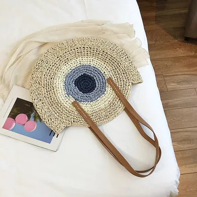 Large capacity single shoulder woven beach bag
