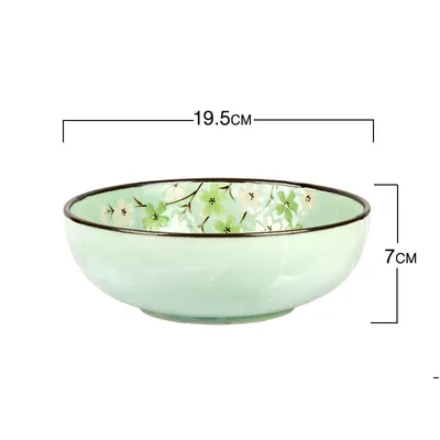 أواني مائدة بلون تحت الطلاء الخريفي كرز الأرز الكبير ووعاء الأرز العميق