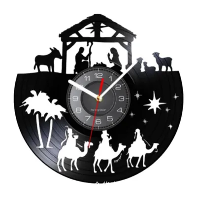 Christmas Acrylic Mirror Stickers Gramophone Record Creative Wall Clock