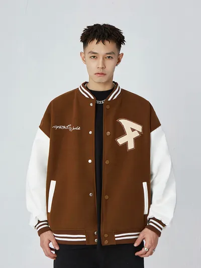 American Retro Alphabet Embroidered Baseball Uniform Coat