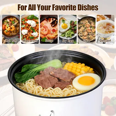 1Pc Electric Hot Pot With Steamer 1.8L Mini Portable Hot Pot With 300W 600W Dual Power For Egg Fried Rice Ramen Oatmeal Soup Overheat Protection For College Dorm Room Essential