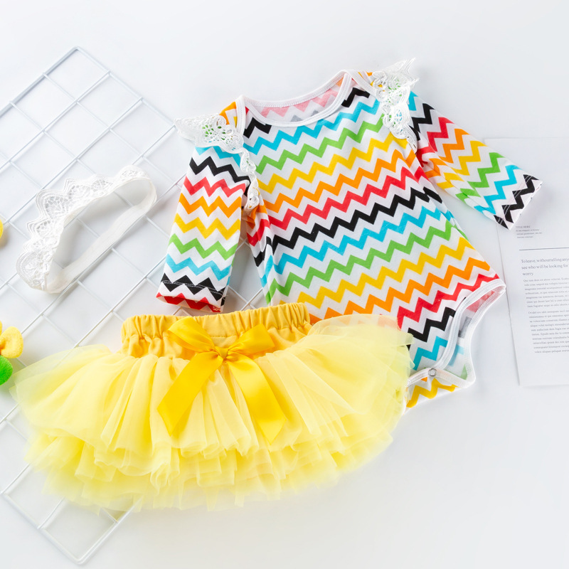 New baby long-sleeved wave pattern wings