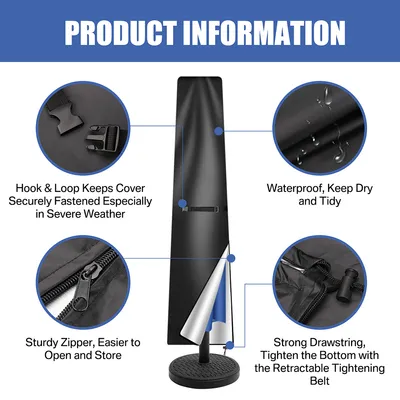 170 Cm Garden Parasol Cover Patio Umbrella Heavy Duty Waterproof Furniture Protector--30X22.5X2