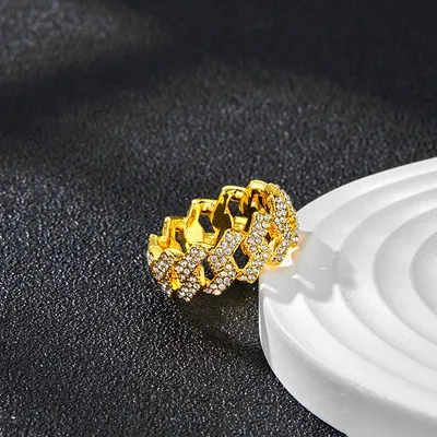 Diamond Shiny Ring 9mm Cuban Link Chain Ring