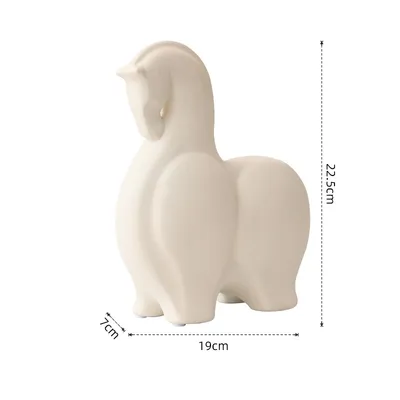 Simple Abstract Black And White Strip Matte Horse Ornaments Ceramic Crafts
