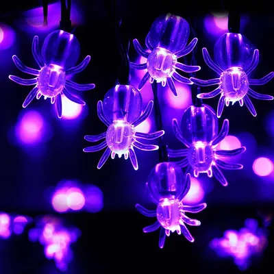 سلسلة أضواء LED على شكل عناكب للهالوين