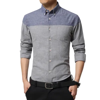 Men's long sleeve shirt with button collar