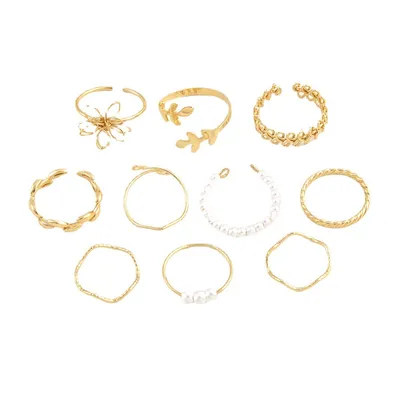 Openwork Flower Set Ring Simple Glossy