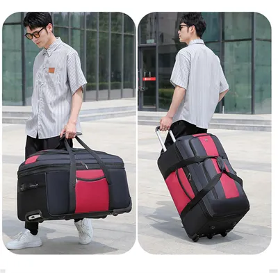 Women Travel Suitcase Trolley Bags Wheeled Bag Oxford Waterproof Rolling Luggage Travel Handbag