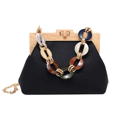 Colorful disc acrylic chain women's shoulder bag