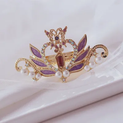 Fairy Tale Crown Hair Accessories Love Crown Wings Pearl Top Clip