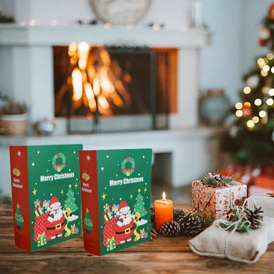 10 Pcs Christmas Treat Boxes Book Shape Cartoon Candy Box Christmas Tree Santa Bakery Gift Boxes For Christmas Birthday Wedding Party Present Decoration Supplies