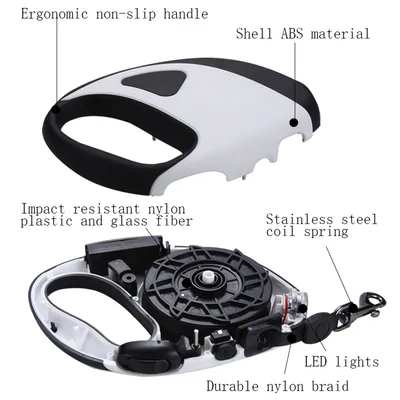Pet Dog Automatic Retractable Fiber Leash Night Safety LED Shining Automatic Stretching Dog Hand Holding Rope Pet Supplies