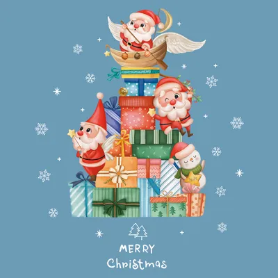 Santa Claus Gift Snowflake Christmas Tree Static Wall Sticker