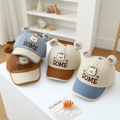 Summer New Cute Little Bear Embroidered Lettered Baby Baseball Cap - A Cartoonish, Fresh And Cool Sun Hat For Kids