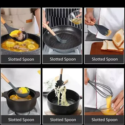 14-Piece Silicone Kitchen Utensils Set Non-stick Cooking Spoon And Baking Tools---Black