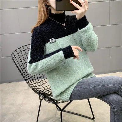 Sleeve Thicker Outer Wear Loose Lazy High-necked Chenille Inner Base Shirt