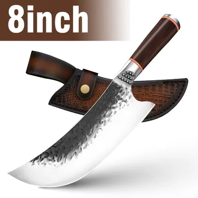 Double Steel Head And Wooden Handle Bone Cutting Knife Kitchen Supplies