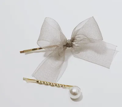 Simple bowknot pearl hair ornaments