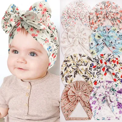 Polyester Baby Bow Hat Creative Printing Girls' Hat Infants Baby Hat