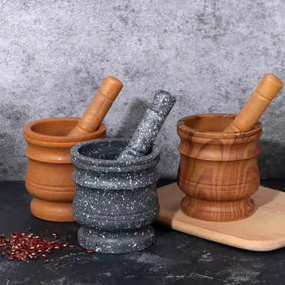 Kitchen wood grain mashed garlic jar mashed garlic masher