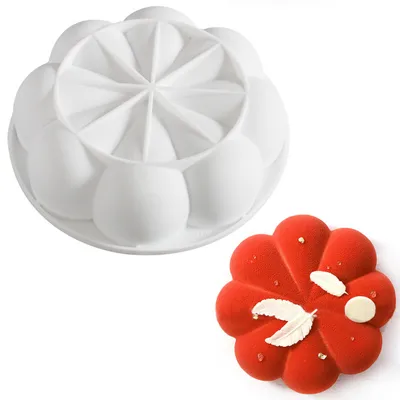 Non Stick 8 Petals Shaped Diy Kitchen Baking Tools Silicone Mousse Cake Mold