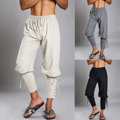 Hip-hop Breathable Cotton And Linen Leisure Sports Tethered Trousers