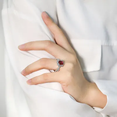 S925 Silver Fashion Personality Sweet Ruby Ring