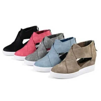 New style zipper wedge women's shoes