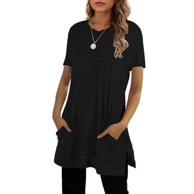 Round Neck Short Sleeve Long T-shirt Bottoming Shirt