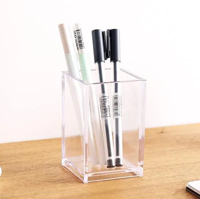 1, 2, 3 Pack Clear Acrylic Cosmetic Pencil Pen Holder Cup, Clear Makeup Brush Holder, Desk Acrylic Brushes Storage