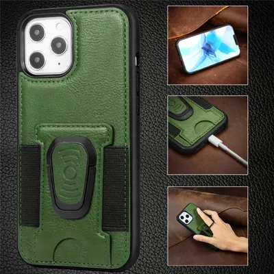 Ring Magnetic Snap Leather Phone Case