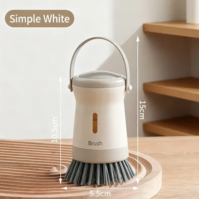 Long Handle Dish Brush With Soap Dispenser, 360 Rotating Pot Scrubber With 6 Adjustable Angles, Non-Scratch Kitchen Cleaning Brush For Pans, Dishes And Sink, Ergonomic Scrub Brush With PET Bristles