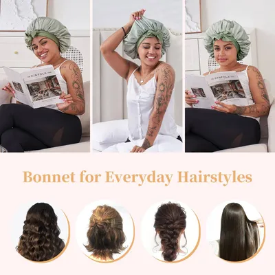 Silk Bonnet, Satin Hair Bonnet For Sleeping For Wavy Curly Natural Hair