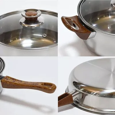 NEW 12pcs Stainless Steel Cookware Saucepan, Casserole & Fry Pan Set With Glass Lid UK
