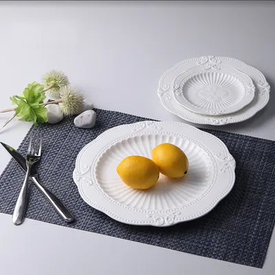 Household European Pure White Dessert Plate Water Fruit Plate