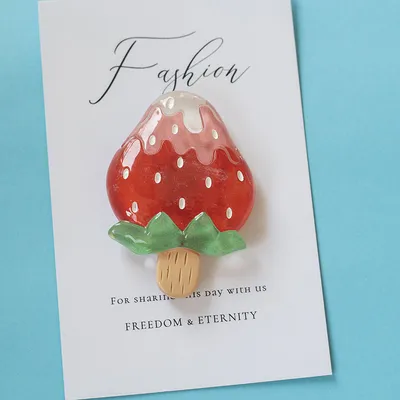 Cartoon Cute Resin Strawberry Jelly Sense Home Decoration Message Sticker
