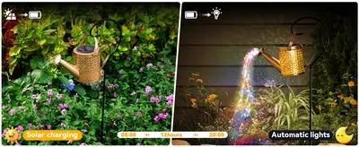 Outdoor Solar Watering Can With Lights Garden Decor Large Solar Powered Lanterns Hanging Waterproof LED Decorative Retro Metal Kettle String Lights For Table Yard Pathway Walkway Gardening Gifts