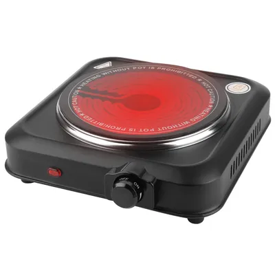 1Pc 1200W Electric Infrared Single Burner Portable Heating Hot Plate Stove Countertop RV Hotplate With 7.5in Glass Cooktop Stepless Temperature Adjustments For Home RV Camp